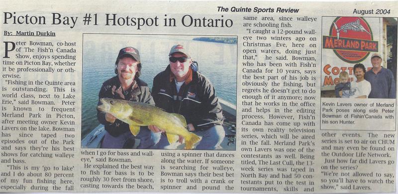 Quinte Sports Review’s Article “Picton Bay #1 Hotspot in Ontario